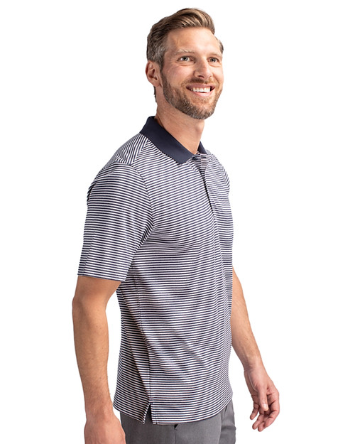 Men's Seattle Mariners Cutter & Buck Gray Forge Pencil Stripe Stretch Polo