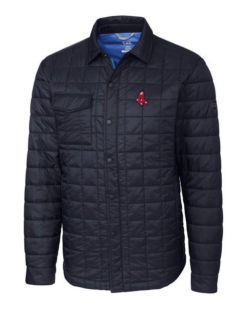 Boston Red Sox Cooperstown Cutter & Buck Rainier PrimaLoft® Mens Eco Insulated Quilted Shirt Jacket DN_MANN_HG 1