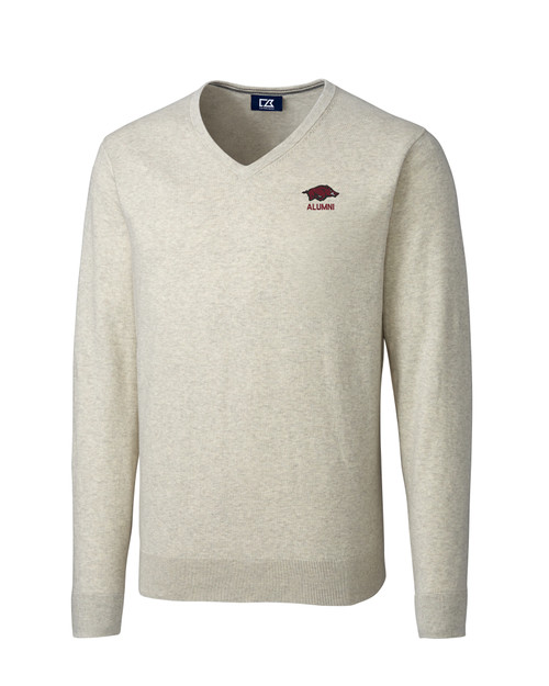 Arkansas Razorbacks Alumni Cutter & Buck Lakemont Tri-Blend Mens V-Neck Pullover Sweater OMH_MANN_HG 1