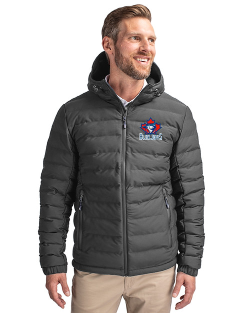 Toronto Blue Jays Cooperstown Cutter & Buck Mission Ridge Repreve® Eco Insulated Mens Puffer Jacket Elemental Grey Front