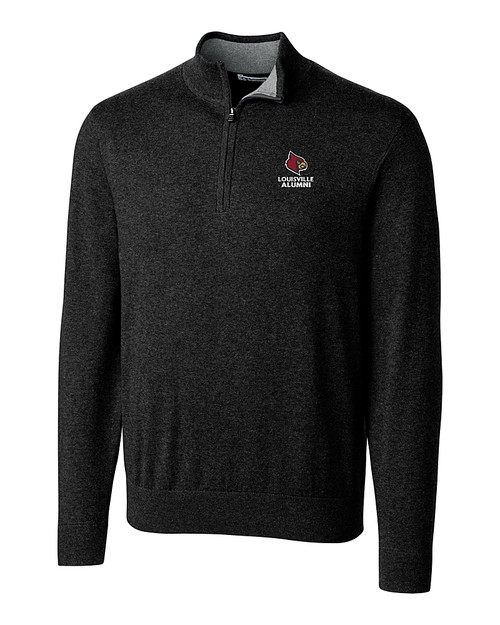 Louisville Cardinals Alumni Cutter & Buck Lakemont Tri-Blend Mens Quarter Zip Pullover Sweater Black Mannequin