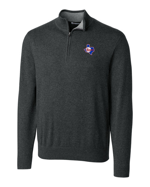 Texas Rangers Cooperstown Cutter & Buck Lakemont Tri-Blend Mens Quarter Zip Pullover Sweater CCH_MANN_HG 1