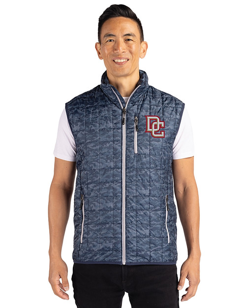 Washington Nationals Cooperstown Cutter & Buck Rainier PrimaLoft® Mens Eco Insulated Full Zip Printed Puffer Vest Dark Navy Front