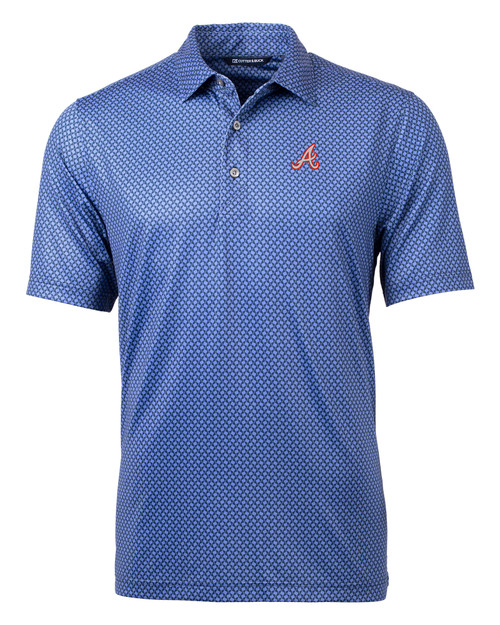 Atlanta Braves Cooperstown Cutter & Buck Pike Banner Print Stretch Men's Polo NVBU_MANN_HG 1