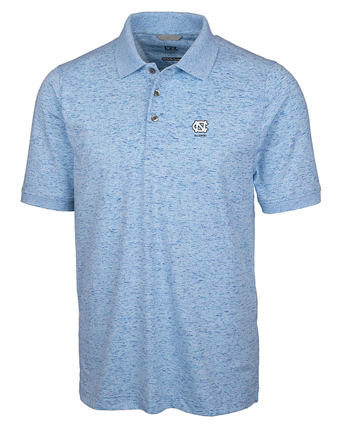 North Carolina Tar Heels Alumni Cutter & Buck Advantage Tri-Blend Space Dye Mens Polo Atlas Light Blue Mannequin