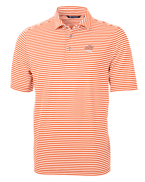 Oklahoma State Cowboys Alumni Cutter & Buck Virtue Eco Pique Stripe Recycled Mens Big and Tall Polo CLO_MANN_HG 1