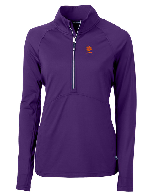 Clemson Tigers Alumni Cutter & Buck Adapt Eco Knit Stretch Recycled Womens Half Zip Pullover CLP_MANN_HG 1