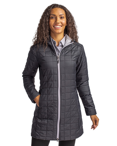 Cutter & Buck Rainier PrimaLoft® Womens Eco Insulated Hooded Long Coat ...