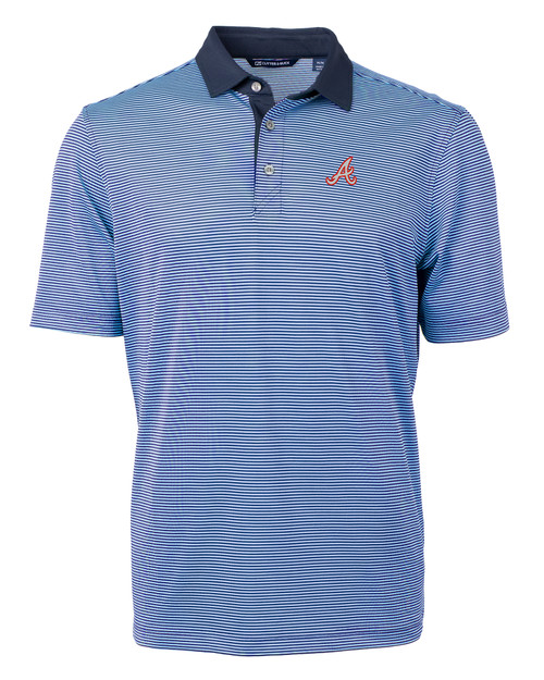 Atlanta Braves Cooperstown Cutter & Buck Virtue Eco Pique Micro Stripe Recycled Mens Polo ALSNB_MANN_HG 1