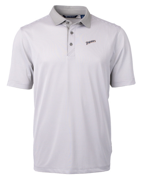 San Diego Padres Cooperstown Cutter & Buck Virtue Eco Pique Micro Stripe Recycled Mens Polo POLWH_MANN_HG 1