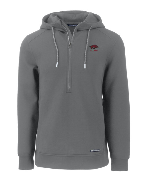 Arkansas Razorbacks Alumni Cutter & Buck Roam Eco Half Zip Recycled Mens Pullover Hoodie EG_MANN_HG 1