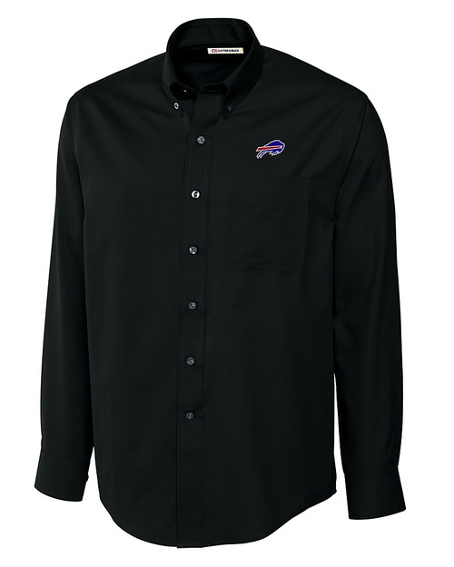 Buffalo Bills Cutter & Buck Epic Easy Care Fine Twill Mens Long Sleeve Dress Shirt Black Mannequin