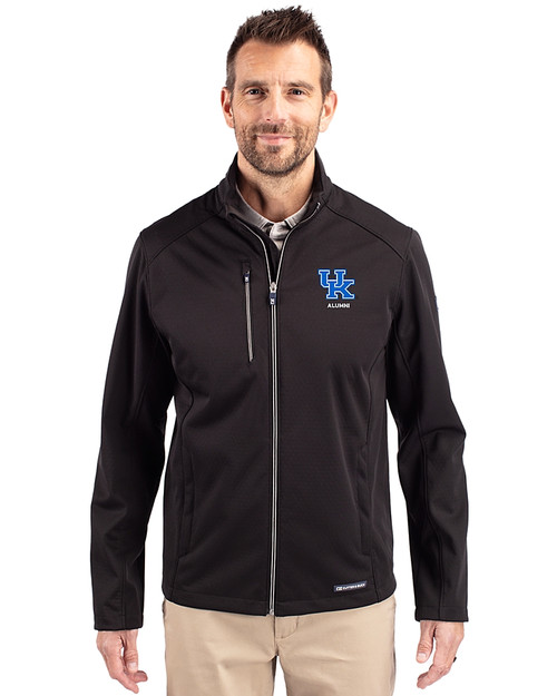 Kentucky Wildcats Alumni Cutter & Buck Evoke Softshell Recycled Full Zip Mens Jacket Black Front