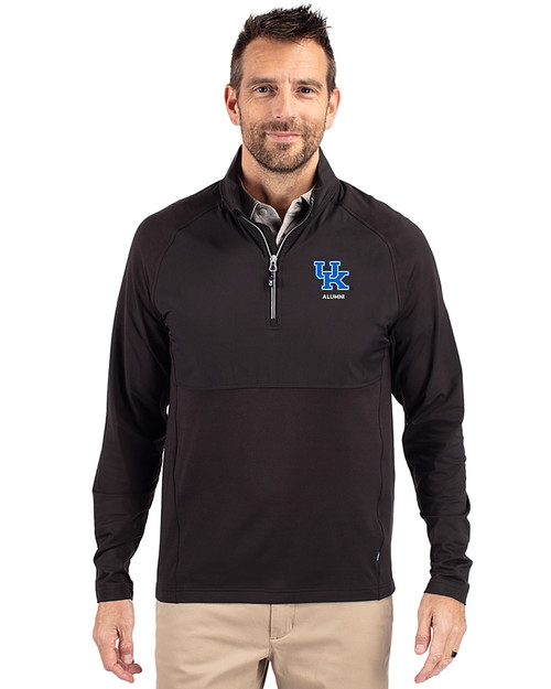 Kentucky Wildcats Alumni Cutter & Buck Adapt Eco Knit Hybrid Recycled Mens Quarter Zip Black Front