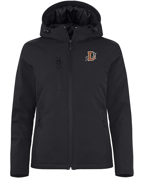 Durham Bulls Clique Equinox Insulated Softshell Womens Full Zip Hooded Jacket Black Mannequin