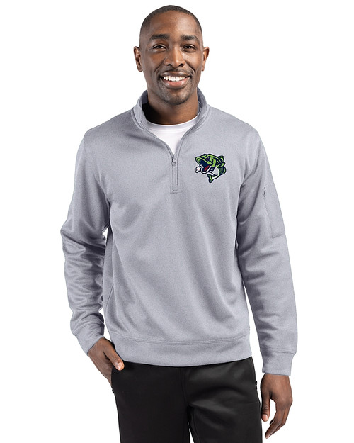 Gwinnett Stripers Clique Lift Eco Performance Half Zip Unisex Pullover Grey Melange Front