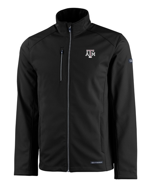 Texas A&M Aggies Cutter & Buck Evoke Eco Softshell Recycled Full Zip Mens Jacket BL_MANN_HG 1