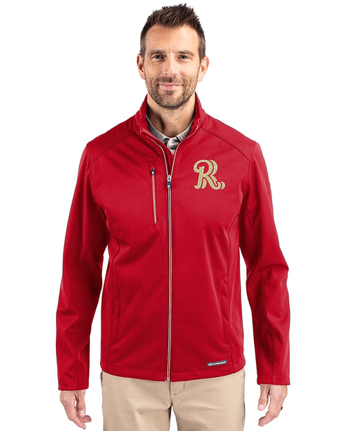 Frisco RoughRiders Cutter & Buck Evoke Softshell Recycled Full Zip Mens Jacket Cardinal Red Front