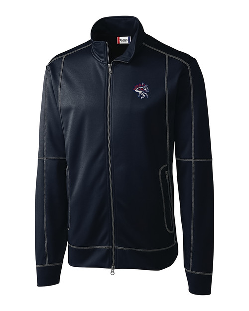 Binghamton Rumble Ponies Clique Helsa Performance Mens Full Zip Knit Jacket Dark Navy Mannequin