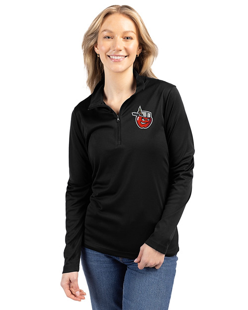 Fort Wayne TinCaps Clique Spin Eco Performance Half Zip Womens Pullover Black Front