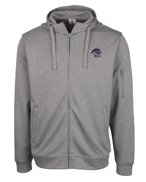 Binghamton Rumble Ponies Clique Lift Eco Performance Full Zip Unisex Hoodie Sweatshirt Grey Melange Mannequin