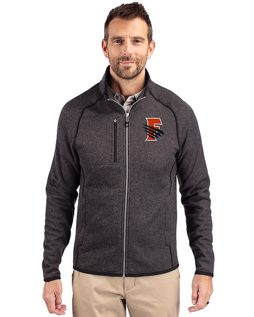 Fresno Grizzlies Cutter & Buck Mainsail Sweater-Knit Mens Full Zip Jacket Charcoal Heather Front