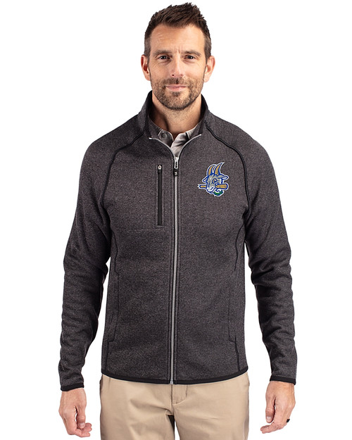 Hartford Yard Goats Cutter & Buck Mainsail Sweater-Knit Mens Full Zip Jacket Charcoal Heather Front