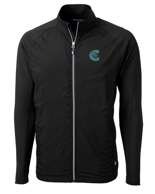 Charlotte Knights Cutter & Buck Adapt Eco Knit Hybrid Recycled Mens Full Zip Jacket BL_MANN_HG 1