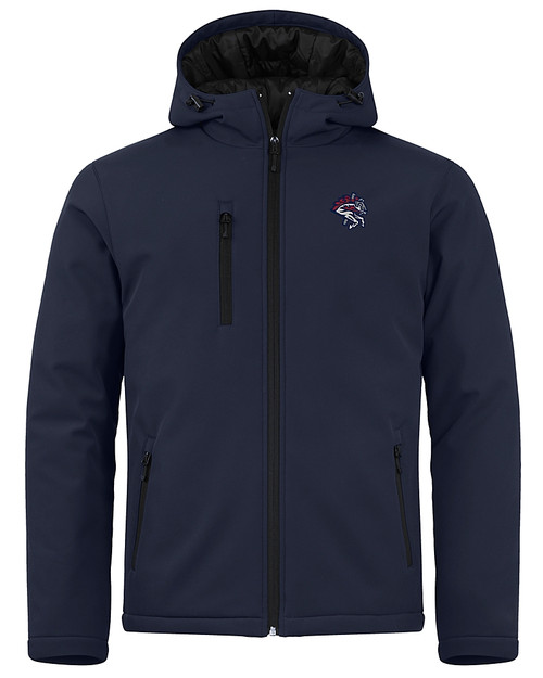 Binghamton Rumble Ponies Clique Equinox Insulated Softshell Mens Full Zip Hooded Jacket Dark Navy Mannequin