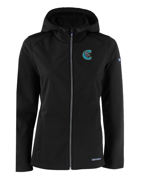 Charlotte Knights Cutter & Buck Evoke Eco Softshell Recycled Full Zip Womens Jacket CDR_MANN_HG 1