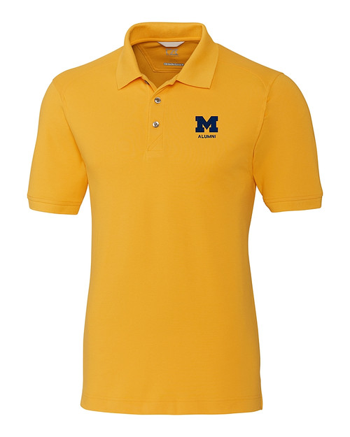 Michigan Wolverines Alumni Cutter & Buck Advantage Epic Confidence Recycled Tri-Blend Pique Mens Big & Tall Polo College Gold Mannequin