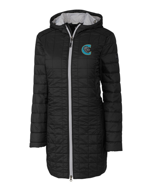 Charlotte Knights Cutter & Buck Rainier PrimaLoft®  Womens Eco Insulated Hooded Long Coat BL_MANN_HG 1