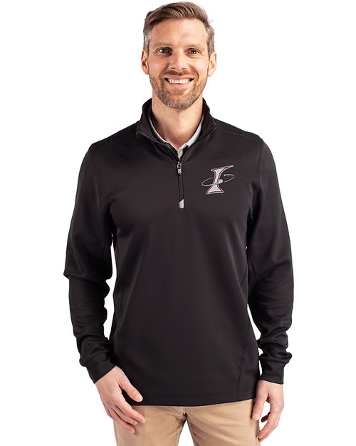 Albuquerque Isotopes Cutter & Buck Traverse Stretch Eco Quarter Zip Mens Big and Tall Pullover Black Front