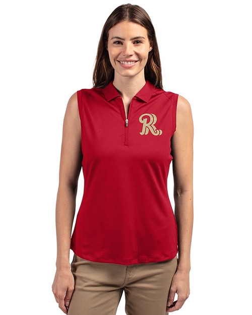 Frisco RoughRiders Cutter & Buck Forge Stretch Womens Sleeveless Polo Cardinal Red Front