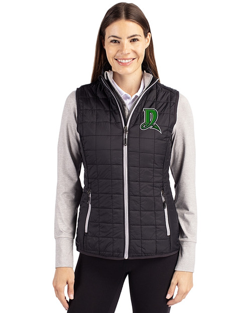 Dayton Dragons Cutter & Buck Rainier PrimaLoft® Womens Eco Insulated Full Zip Puffer Vest Black Front