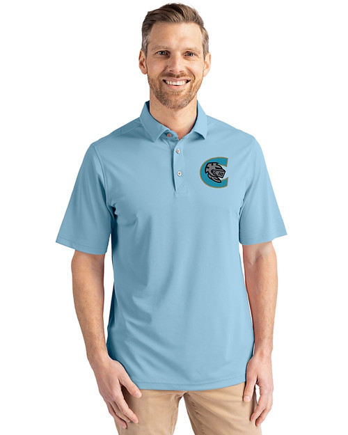 Charlotte Knights Cutter & Buck Virtue Eco Pique Recycled Mens Polo Atlas Light Blue Front