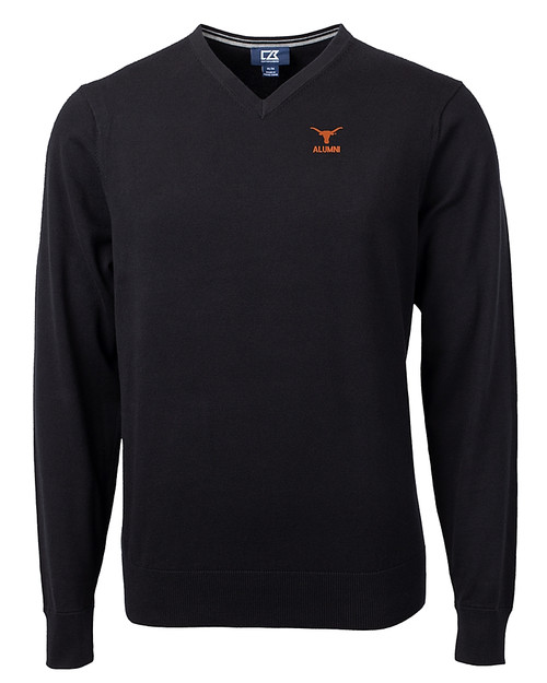 Texas Longhorns Alumni Cutter & Buck Lakemont Tri-Blend Mens V-Neck Pullover Sweater Black Mannequin