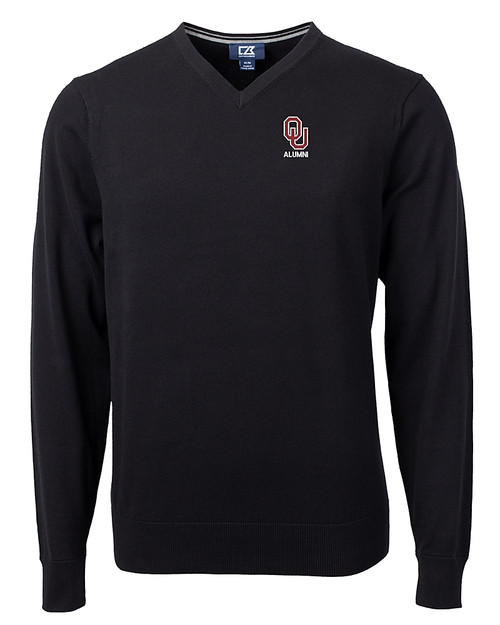Oklahoma Sooners Alumni (Patterns BL&EG) Cutter & Buck Lakemont Tri-Blend Mens V-Neck Pullover Sweater Black Mannequin