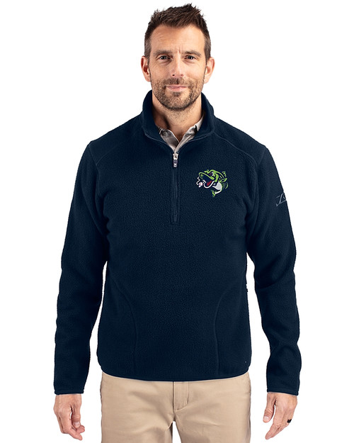 Gwinnett Stripers Cutter & Buck Cascade Eco Fleece Mens Quarter Zip Jacket Navy Blue Front