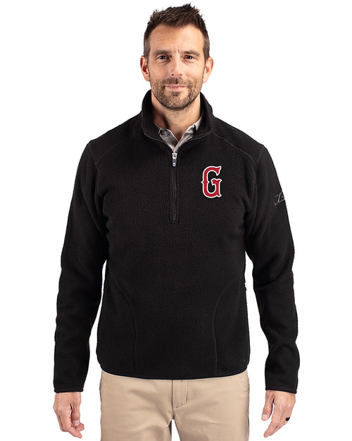Greenville Drive Cutter & Buck Cascade Eco Fleece Mens Quarter Zip Jacket Black Front