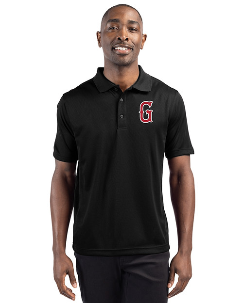 Greenville Drive Clique Ice Pique Mens Short Sleeve Tech Polo Black Front