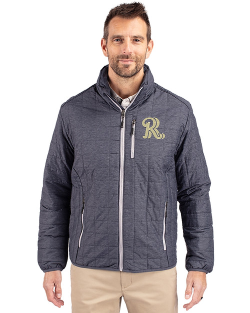 Frisco RoughRiders Cutter & Buck Rainier PrimaLoft® Mens Eco Insulated Full Zip Puffer Jacket Anthracite Melange Front