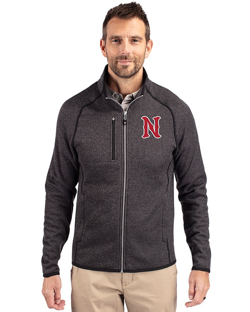 Nashville Sounds Cutter & Buck Mainsail Sweater-Knit Mens Big and Tall Full Zip Jacket Charcoal Heather Front