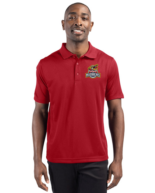 Toledo Mud Hens Clique Ice Pique Mens Short Sleeve Tech Polo Cardinal Red Front