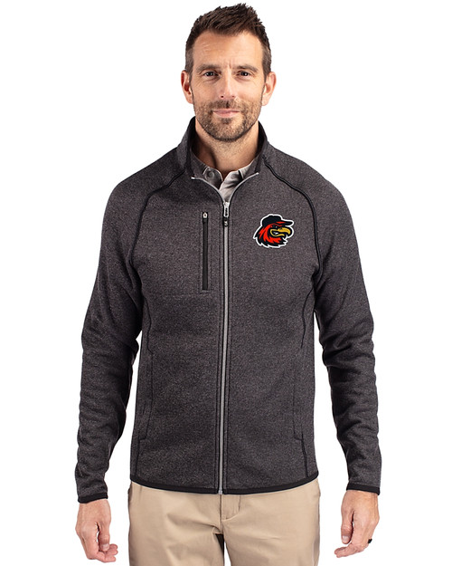 Rochester Red Wings Cutter & Buck Mainsail Sweater-Knit Mens Full Zip Jacket Charcoal Heather Front