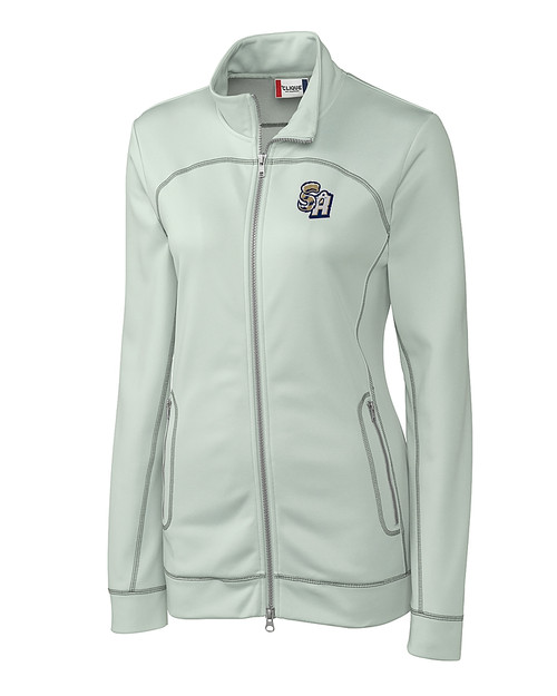San Antonio Missions Clique Helsa Performance Womens Full Zip Knit Jacket Light Grey Mannequin