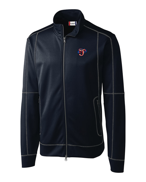 Jacksonville Jumbo Shrimp Clique Helsa Performance Mens Full Zip Knit Jacket Dark Navy Mannequin