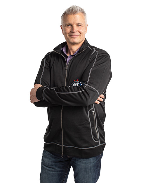 Rocket City Trash Pandas Clique Helsa Performance Mens Full Zip Knit Jacket Black Front