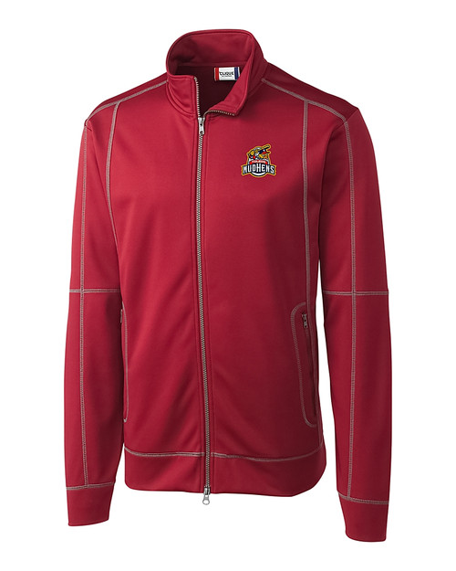 Toledo Mud Hens Clique Helsa Performance Mens Full Zip Knit Jacket Darkest Red Mannequin