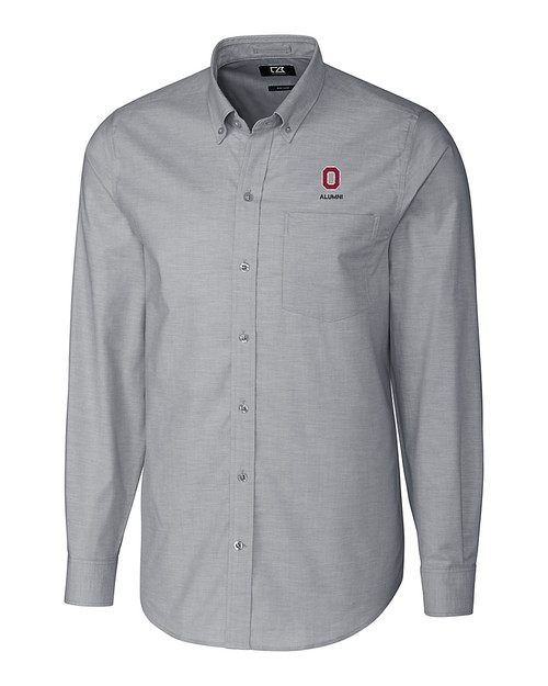 Ohio State Buckeyes Alumni Cutter & Buck Stretch Oxford Mens Big and Tall Long Sleeve Dress Shirt CC_MANN_HG 
